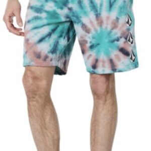 Volcom Men's Tie-Dye Shorts - Green and Pink Size Large